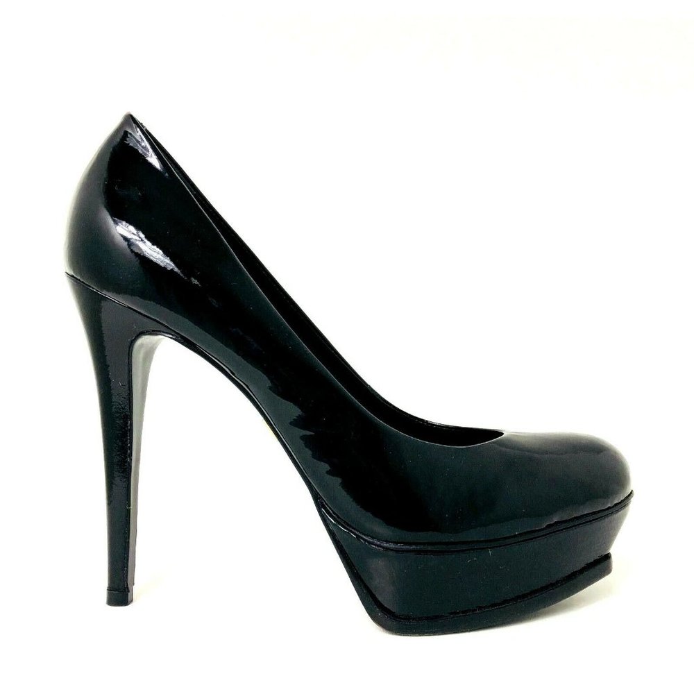 POUR LA VICTOIRE Shoes Portia Platform Stiletto Pumps Black Patent Heels 9 EUC